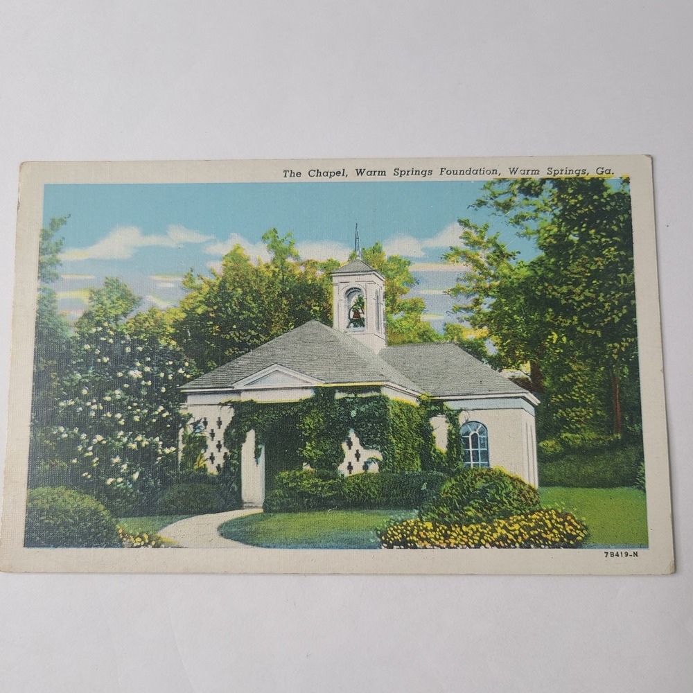 Vintage Warm Springs GA Chapel Postcard Franklin D Roosevelt Church